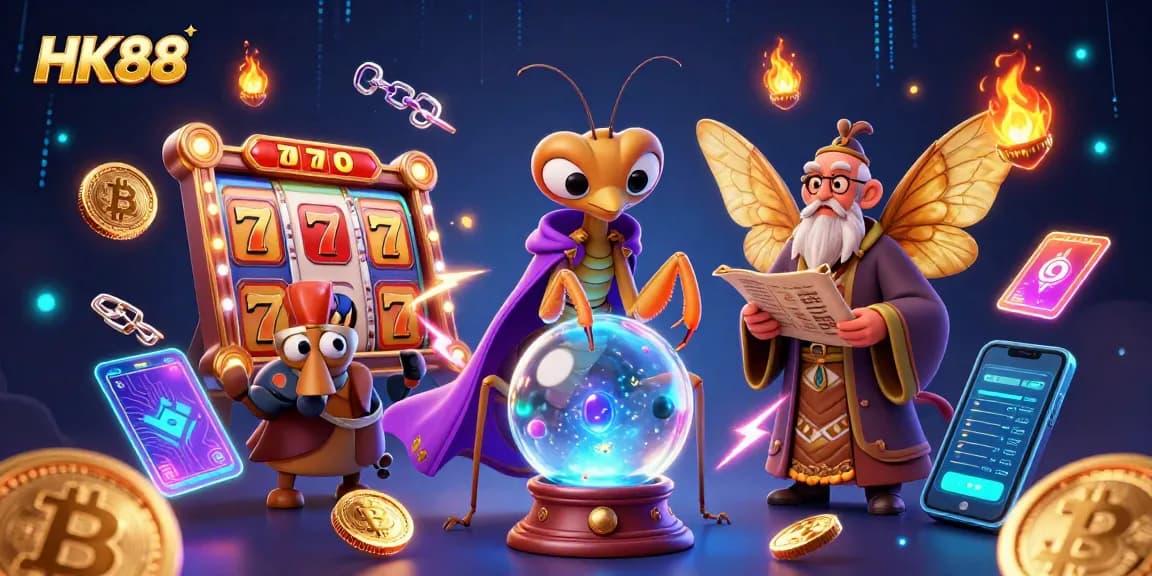 Engage in thrilling gameplay at HK88 with vibrant slot reels and neon casino elements.