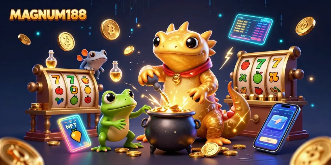 Experience MAGNUM188's dynamic gaming scene with golden alchemy and jackpot excitement!
