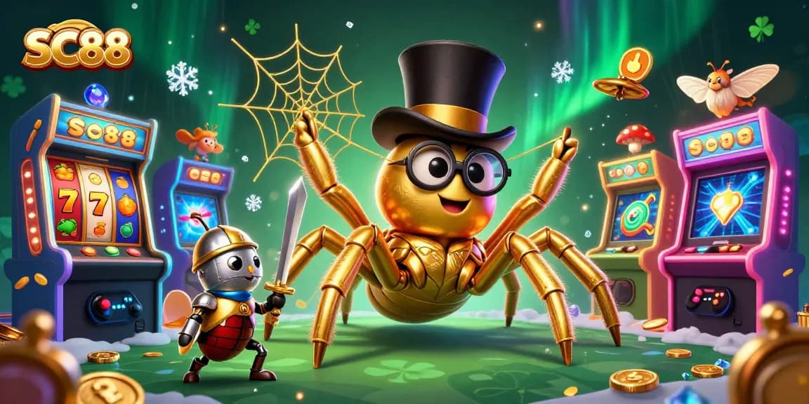Engage in thrilling SC88 gaming surrounded by animated characters and slot reels.