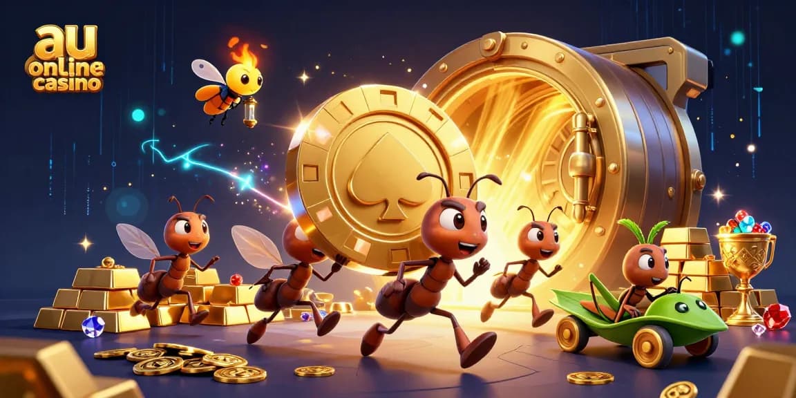 Experience an engaging heist scene in this au online casino illustration, featuring playful characters and vibrant details.