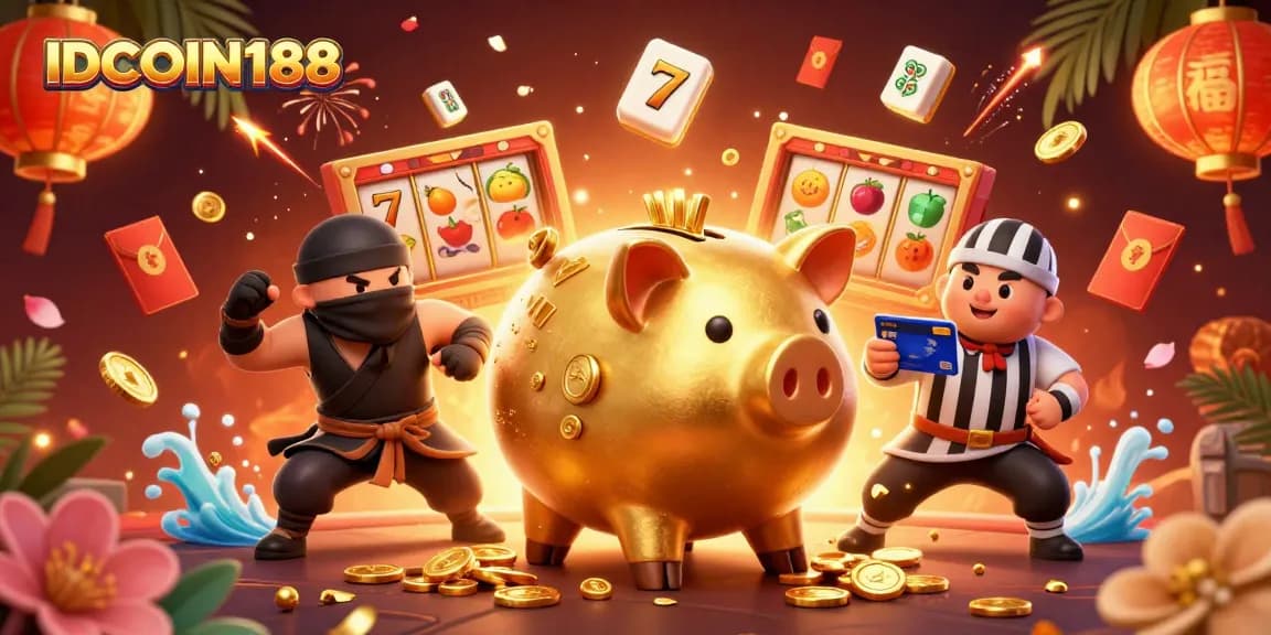IDCOIN188 showcases vibrant casino action with characters and dynamic game elements.