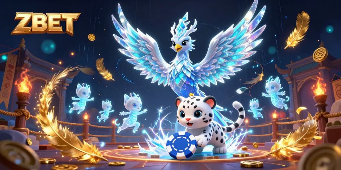 Engage in ZBET's dynamic gaming experience with an ice phoenix and magical elements.