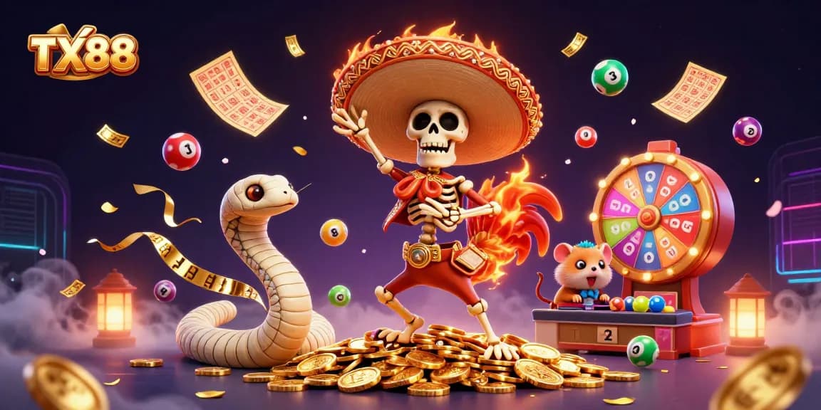 Engage in thrilling experiences with TX88 while enjoying dynamic casino visuals and vibrant winning elements.