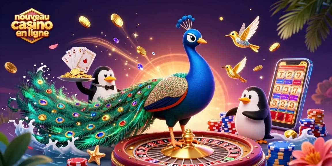 Vivez l'expérience d'un nouveau casino en ligne rempli de jeux, cartes et jetons en pleine action.