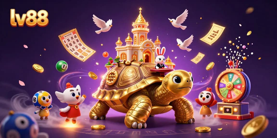 Experience the thrill of lv88 with a golden tortoise casino showcasing vibrant gaming elements.