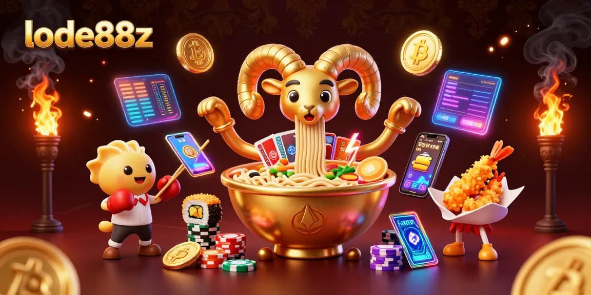 Deal cards and stack chips with lode88z in a vibrant 3D casino illustration.