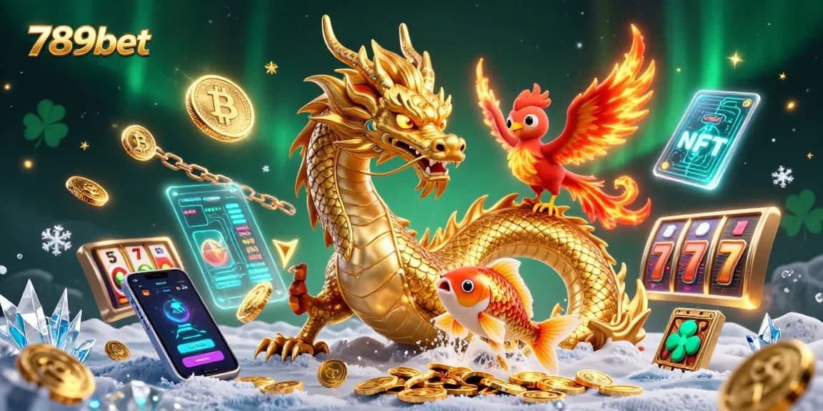 Experience excitement at 789bet with a vibrant display of a dragon, phoenix, and coins