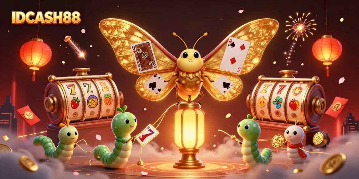Experience thrilling slots with IDCASH88's 3D vibrant gaming scene bursting with golden visuals.