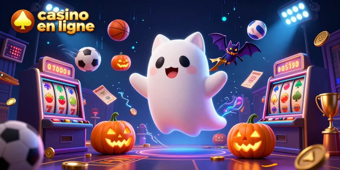 Un chat fantôme amical et une chauve-souris vampire au casino en ligne avec des éléments de jeu