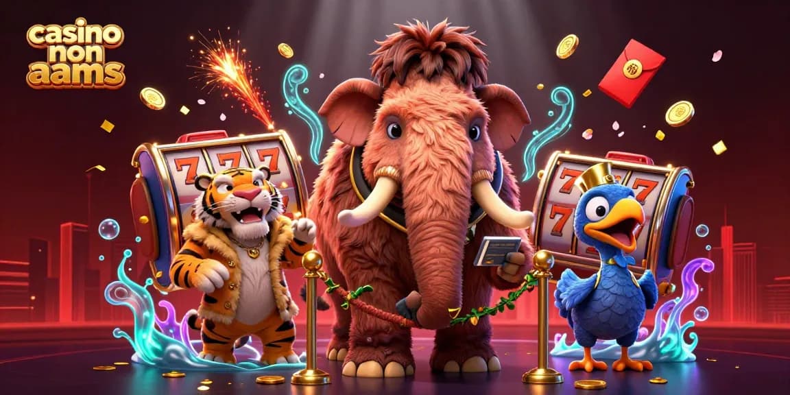 Giocatori nel casino non AAMS controllano i fantastici giochi al tavolo, tra luci e simboli fortunati.