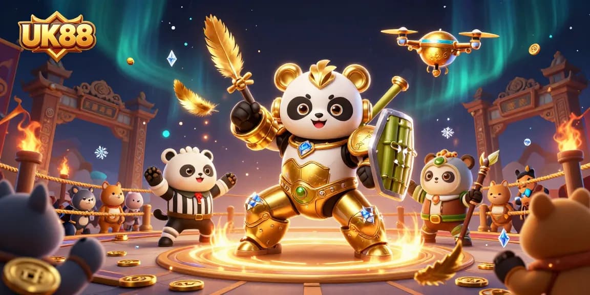 Experience thrilling moments with UK88's lively gambling scene featuring unique characters and vibrant visuals.