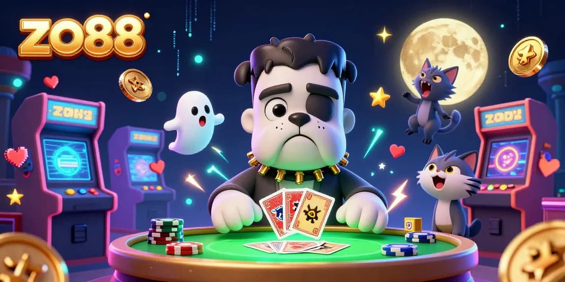 Engage in thrilling gameplay at zo88 with a vibrant 3D casino scene featuring unique character interactions.