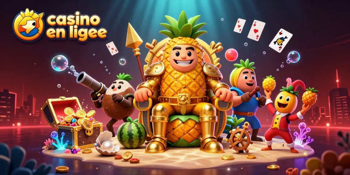 Jouez au casino en ligne dans un monde vibrant avec le roi ananas et ses gardes.