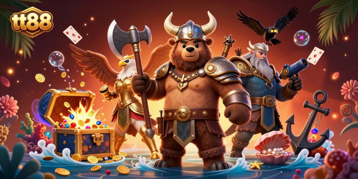 Experience thrilling adventures at tt88 with vibrant casino elements and captivating characters.