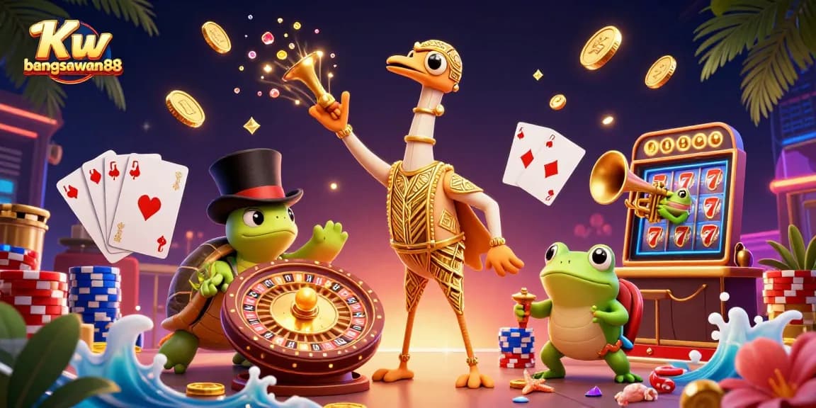 Experience the thrill of Kw bangsawan88 with vibrant casino action featuring characters and dynamic game elements.