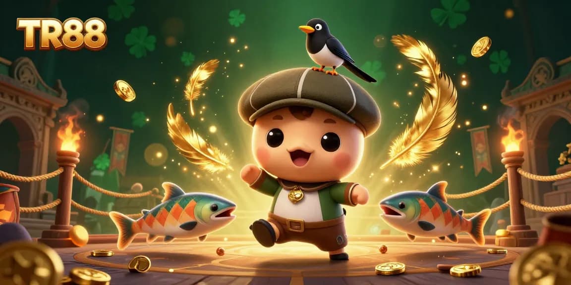 Engage in thrilling gameplay at TR88 with vibrant characters, gold coins, and a festive casino atmosphere.