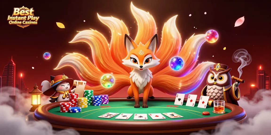Experience the thrill of the Best Instant Play Online Casinos with vibrant characters and casino elements.