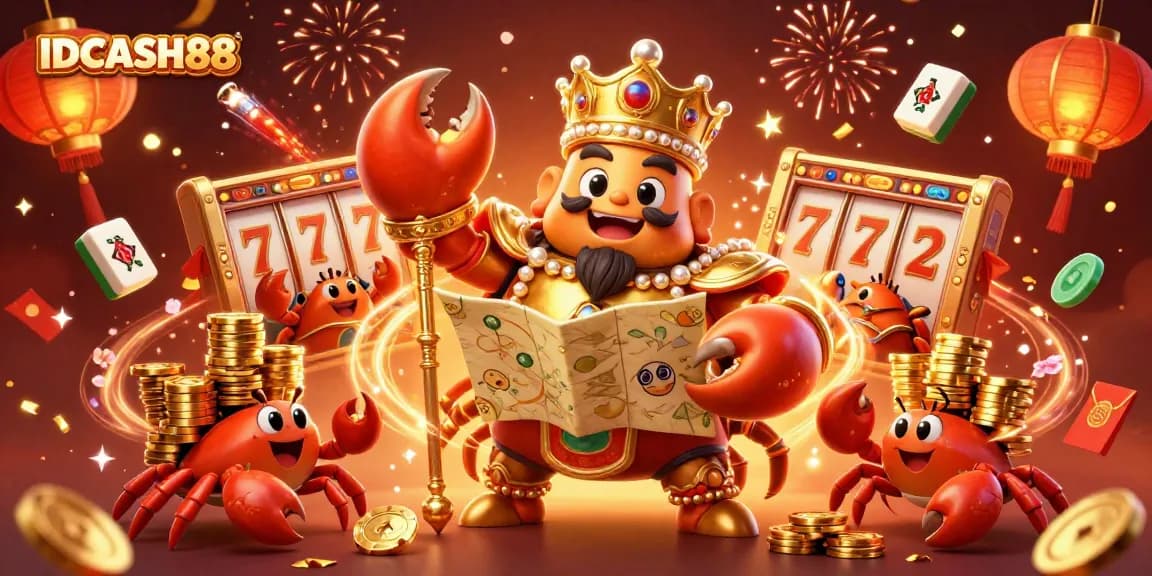 Experience thrilling gameplay at IDCASH88 with vibrant slots and engaging characters in a festive scene.