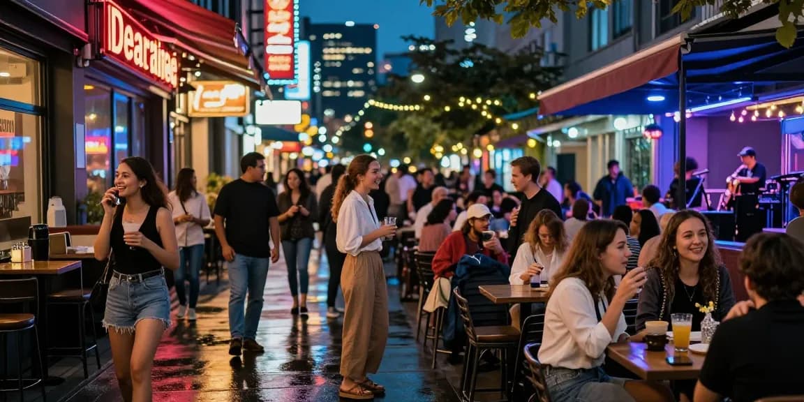 Exciting nightlife at a 유흥사이트 in a vibrant urban setting with people socializing.