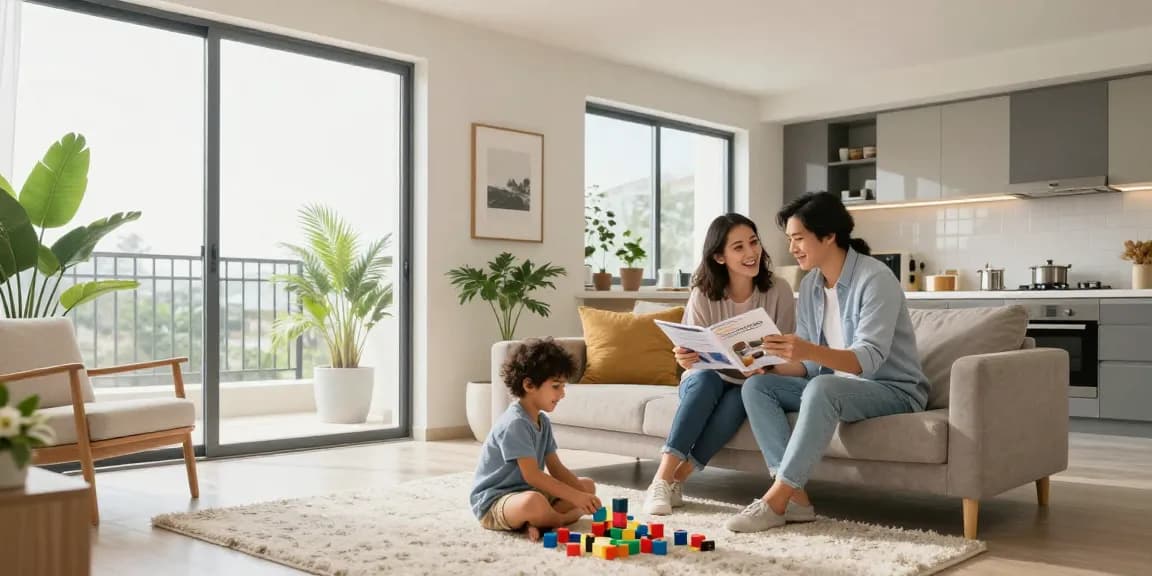 Moderne Wohnatmosphäre in einer Woning-unie Wohnung mit Familieninteraktion und natürlichem Licht.
