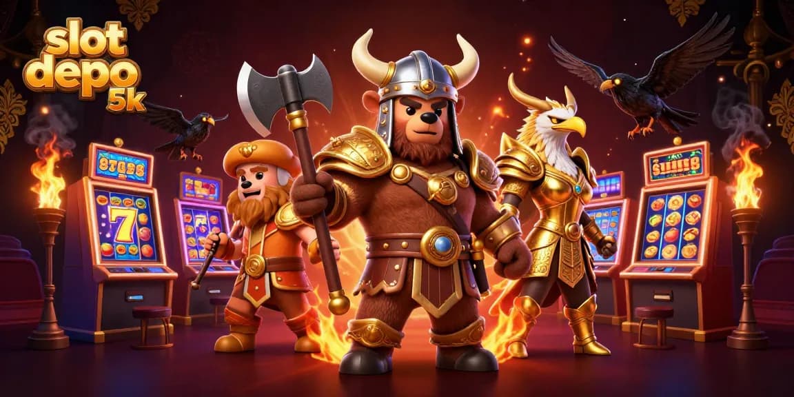 Menangkan jackpot di slot depo 5k bersama karakter slot yang menarik dan mesin slot berwarna cerah.