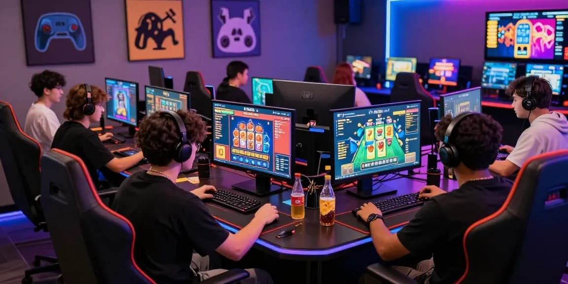 Engaged players enjoying BO88 game bài đổi thưởng in a modern gaming lounge.
