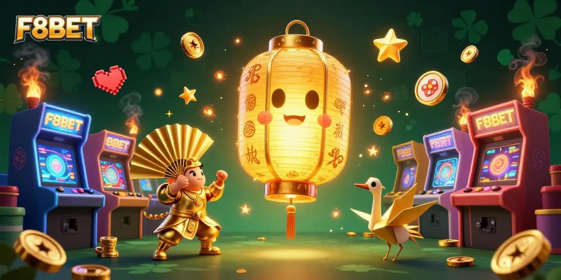 Win big with F8BET at this vibrant casino scene featuring fantastic gaming elements.