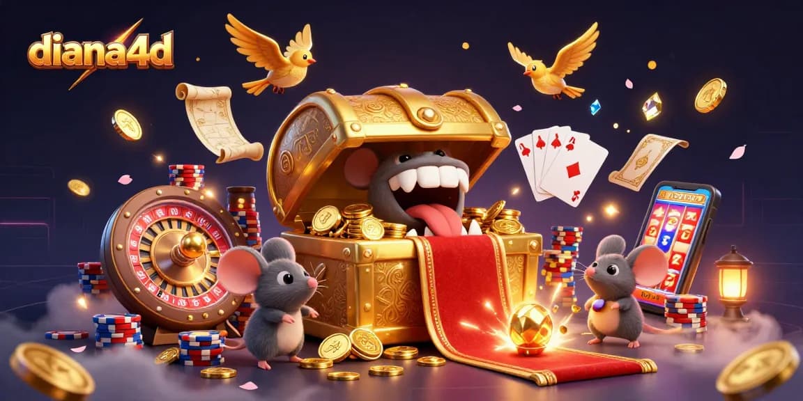 Engage with diana4d's exciting treasure chest and gambling elements in a vibrant casino scene.