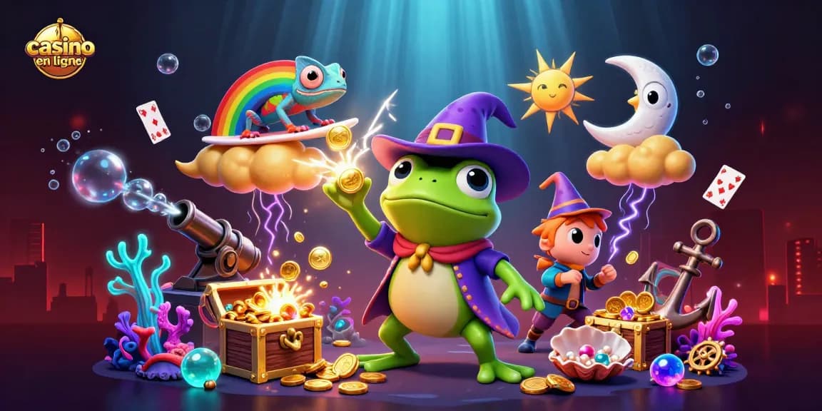 Faites fortune au casino en ligne avec le grenouille magicien et le caméléon arc-en-ciel.