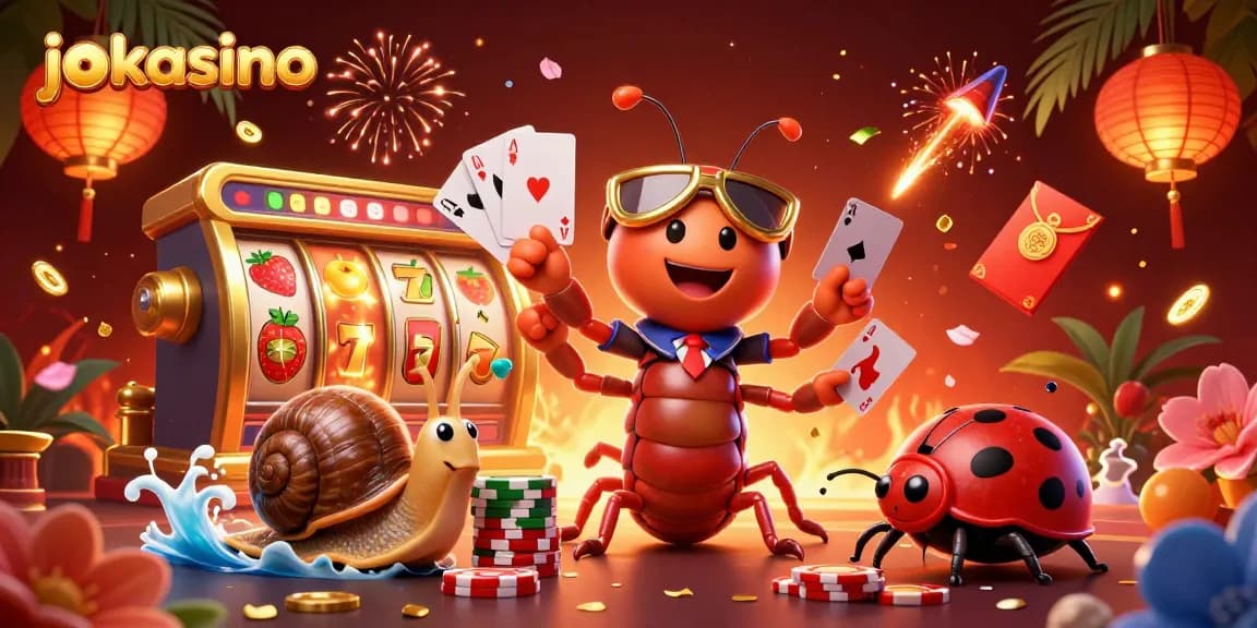 Experience dynamic gameplay at jokacasino with a vibrant 3D casino illustration showcasing excitement.