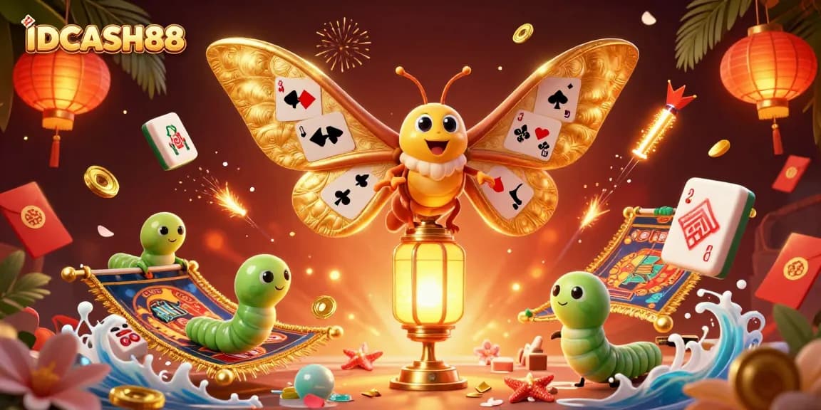 Join the excitement at IDCASH88 with vibrant casino-themed 3D illustration showcasing majestic elements.
