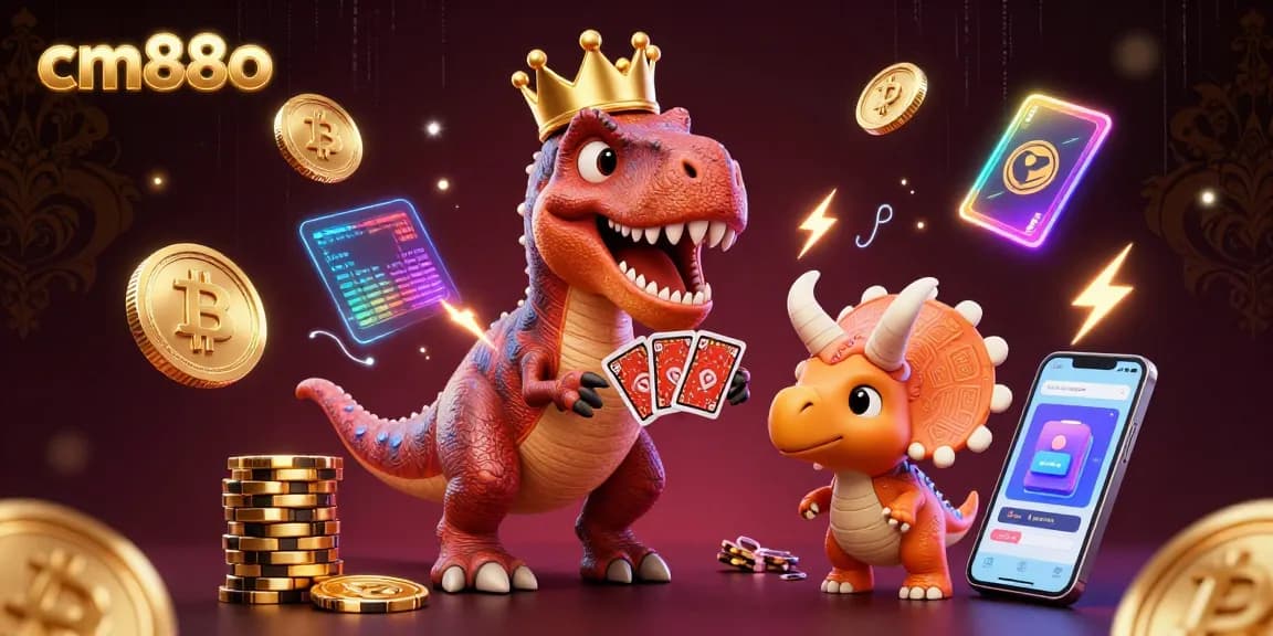 Bet big with cm88o as a T-Rex shuffles cards, while friends stack chips and gather crypto!
