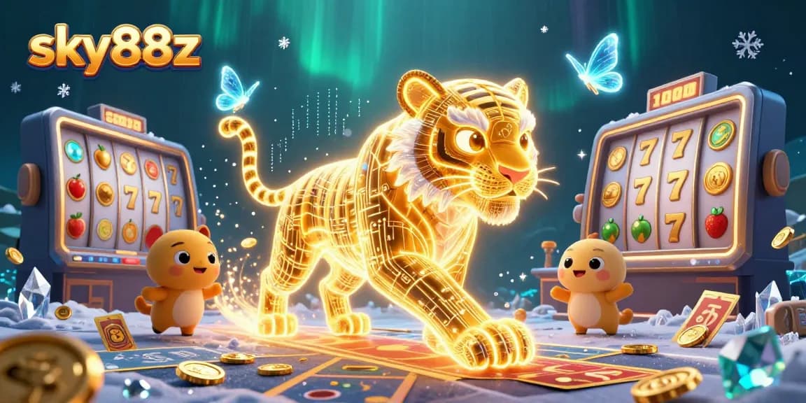 Engage with sky88z's thrilling slots experience featuring dynamic game elements and a captivating golden tiger.