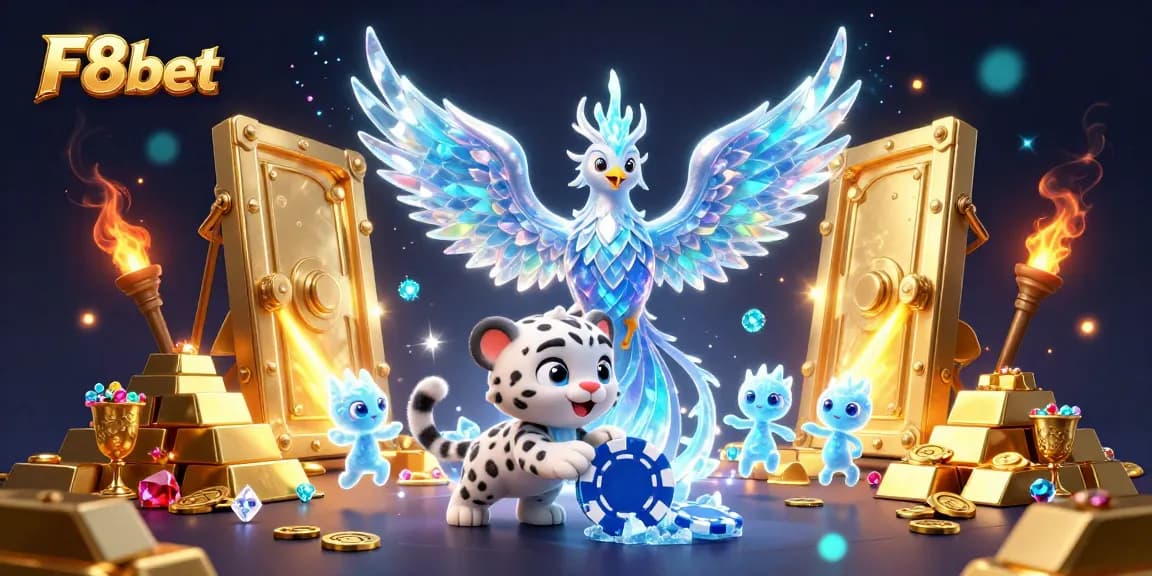 Experience the thrill of F8bet with vibrant characters and rich casino elements in a magical scene.