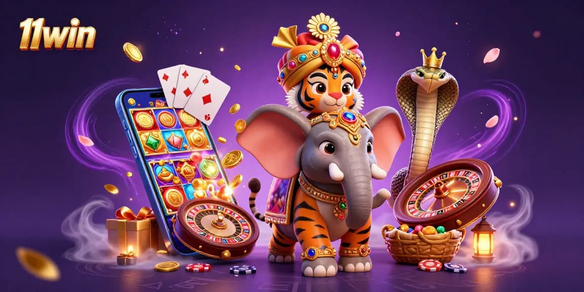Experience the thrill of 11win with vibrant, detailed casino-themed 3D illustration.
