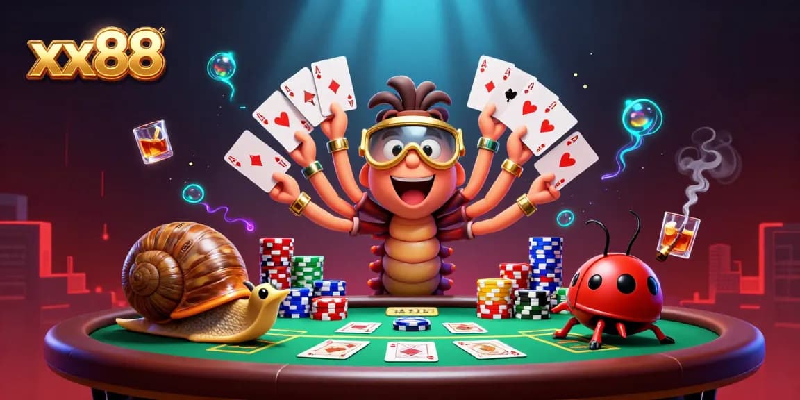 Experience excitement at xx88 with our 3D casino scene showcasing playful characters and vibrant gaming elements.
