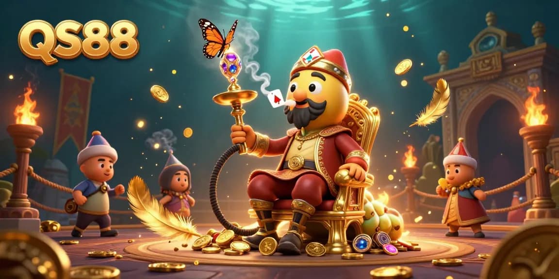 Experience thrilling poker action at QS88 with a rich 3D casino scene filled with game elements.