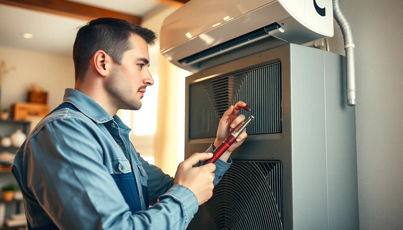 Reliable technician providing hvac services minneapolis in a cozy home environment.