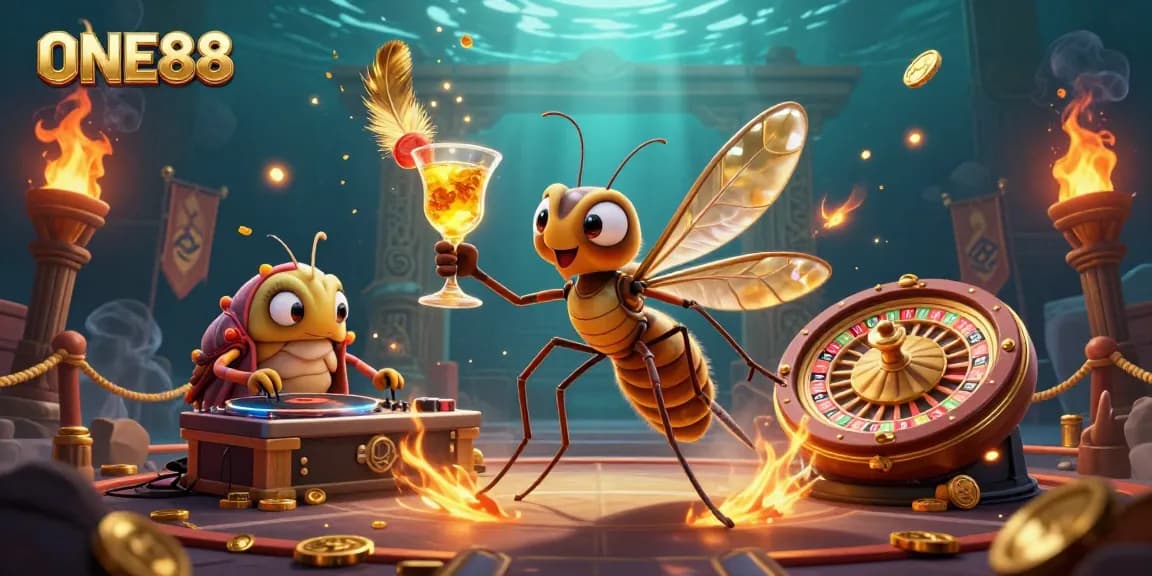 Experience gaming thrills at ONE88 with stunning visuals in a vibrant casino scene.