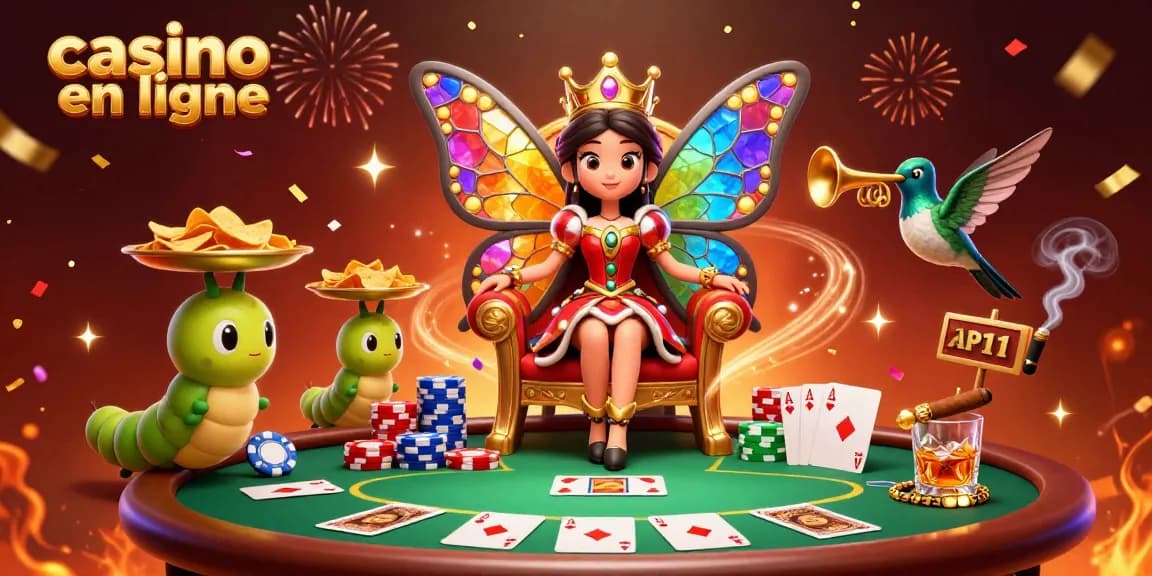 Plongez dans l'univers du casino en ligne avec cette illustration dynamique et colorée.