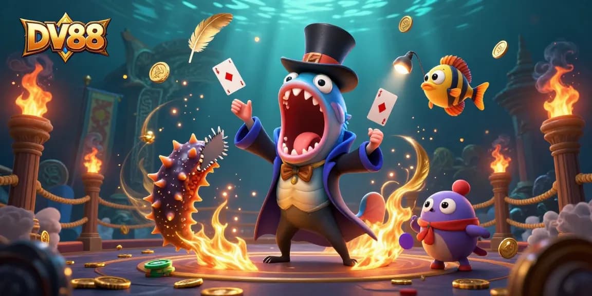 Engage with the DV88 magical casino experience featuring a deep-sea creature show, thrilling betting action.