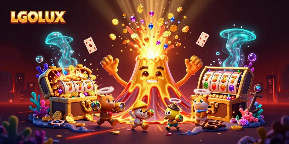 Experience the thrilling excitement of LGOLUX slot gaming with a vibrant eruption of treasures.
