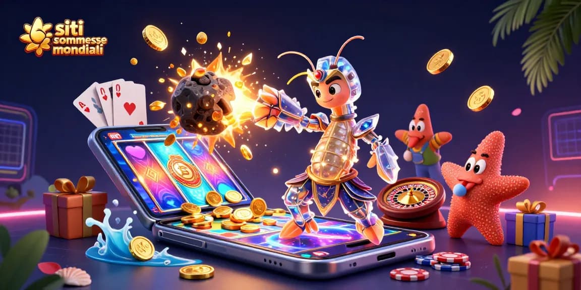 Scommettere sui siti scommesse mondiali con una grafica avvincente di un gambero mantide galattico e un granchio guida.