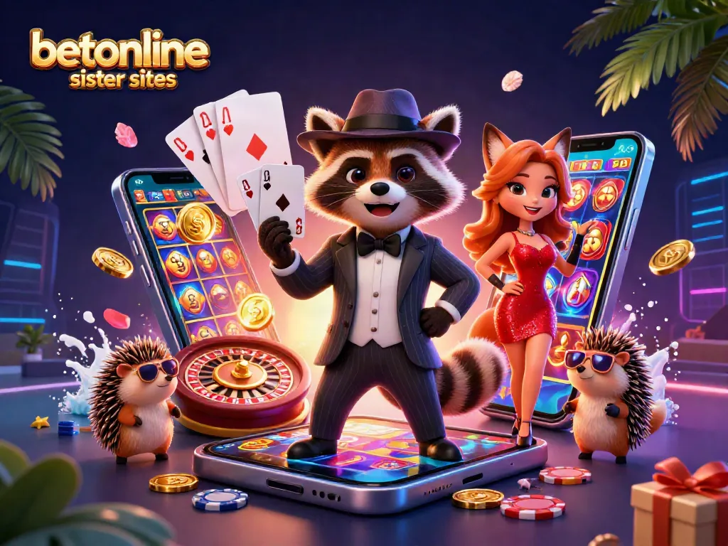 Engage with betonline sister sites featuring animated characters in casino action.