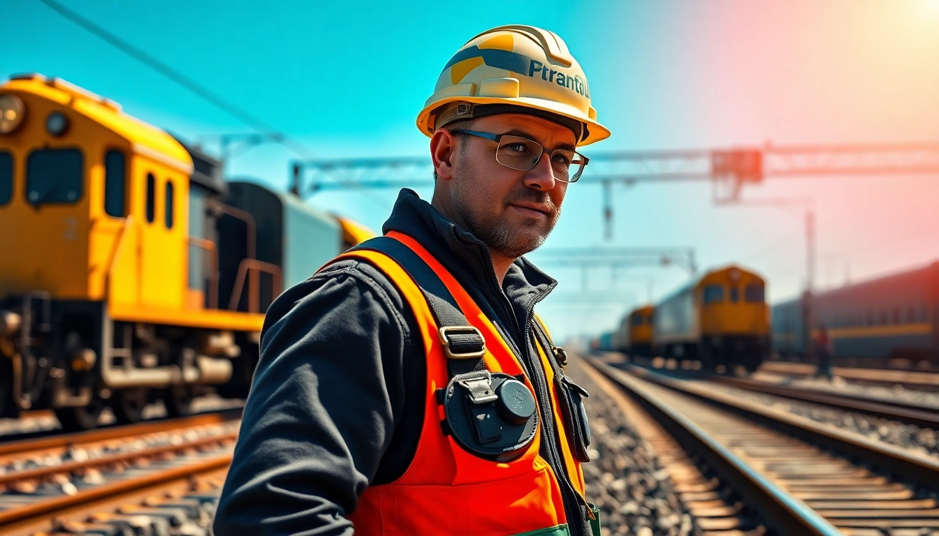 Engaging railway worker representing diverse rail jobs in a construction setting.