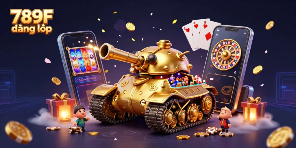 Experience the thrilling 789F đăng nhập scene with a vibrant casino tank and exciting game elements.