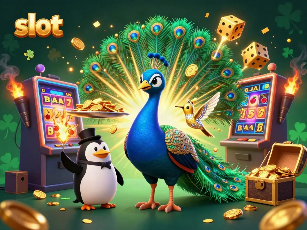 Engage with vibrant slot games featuring jackpot excitement in thisIllustration packed with casino elements.