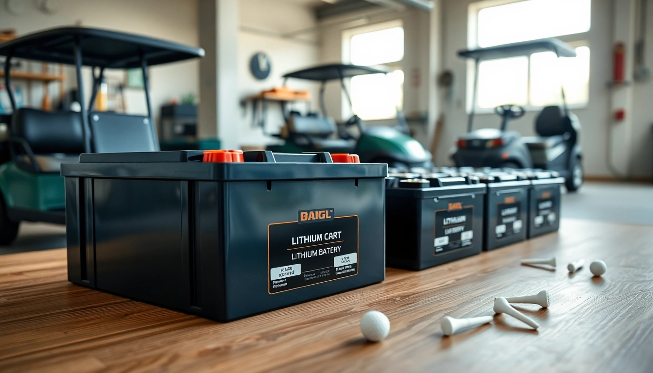 Inspect lithium golf cart batteries highlighting the modern design and performance features.