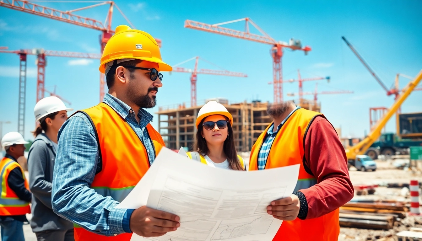 Team of professionals working with a New Jersey Commercial General Contractor on a construction site.