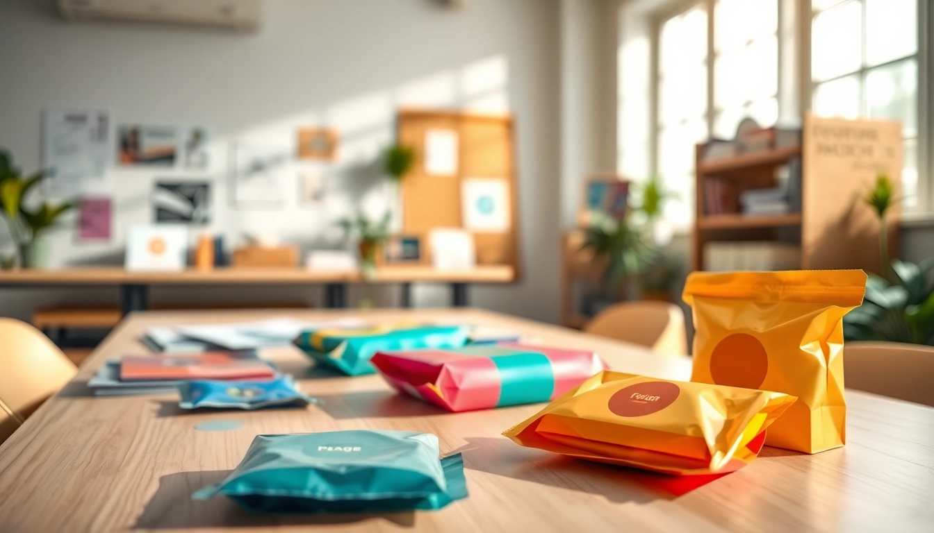 Innovative packaging for emerging brands showcased in a vibrant workspace